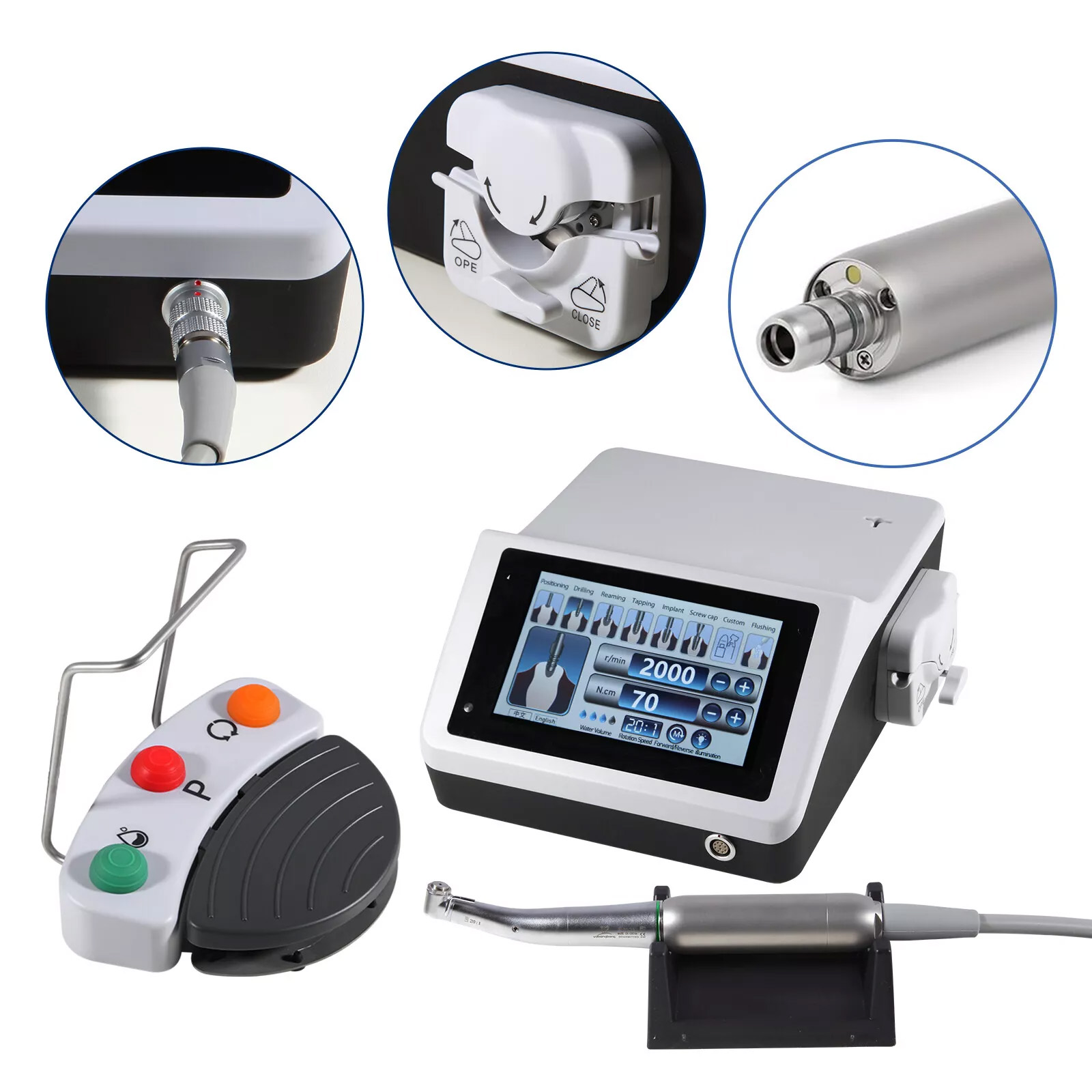 WJ YWJ-DP180 Dental LED Implant Motor Surgical System +20:1 20:1 Surgical Handpiece